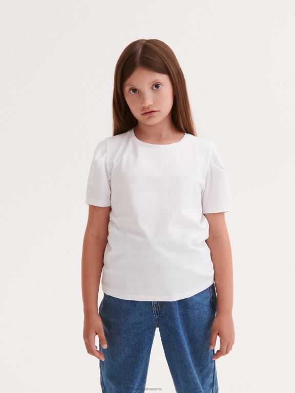 alb Reserved fetelor îmbrăcăminte tricou din bumbac 648HZ1800