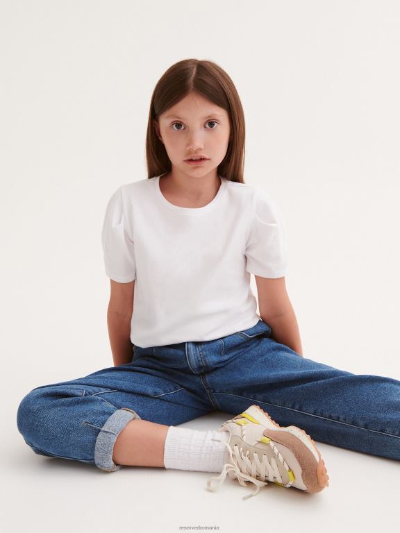 alb Reserved fetelor îmbrăcăminte tricou din bumbac 648HZ1800