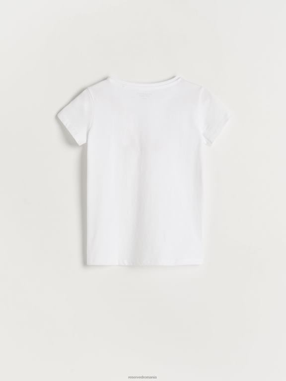 alb Reserved fetelor îmbrăcăminte tricou din bumbac cu buzunar 648HZ1734