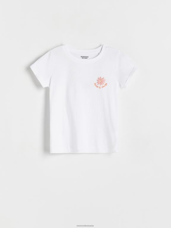 alb Reserved fetelor îmbrăcăminte tricou din bumbac cu imprimeu 648HZ1806