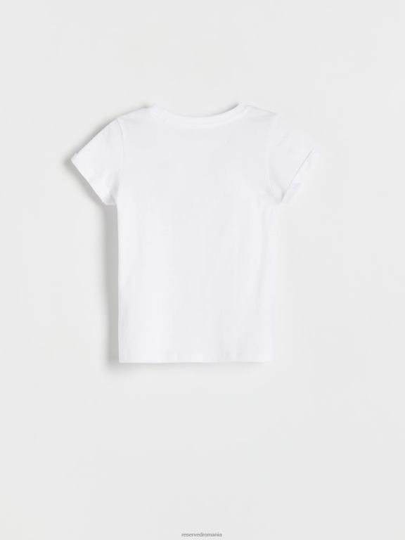 alb Reserved fetelor îmbrăcăminte tricou din bumbac cu imprimeu 648HZ1806