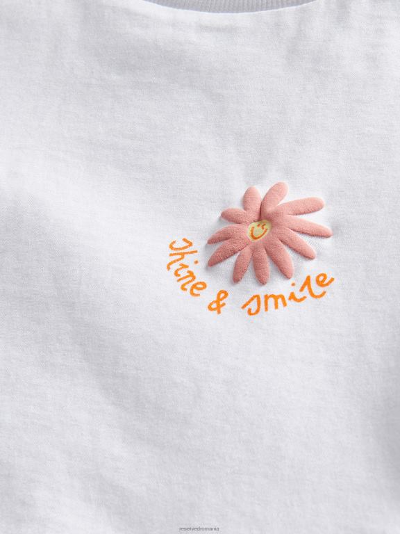 alb Reserved fetelor îmbrăcăminte tricou din bumbac cu imprimeu 648HZ1806