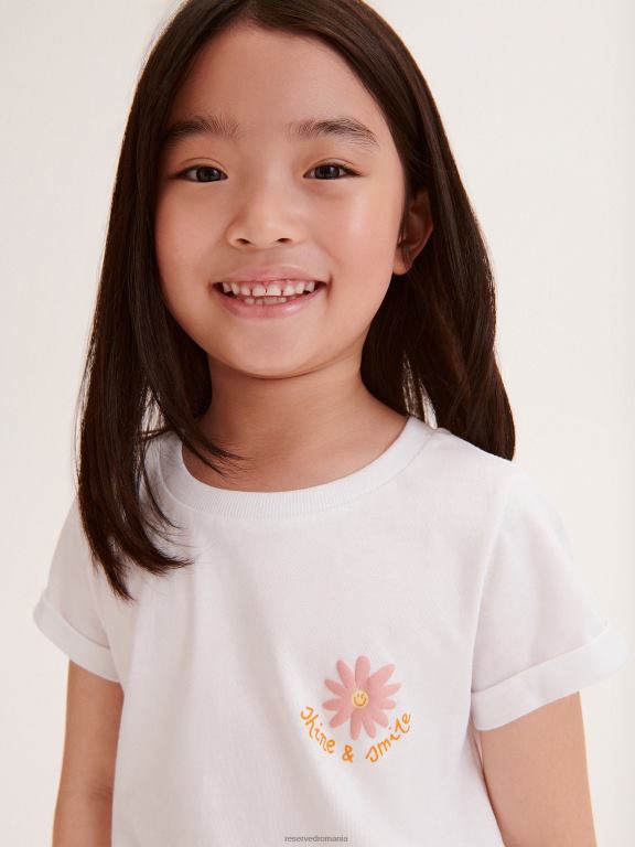 alb Reserved fetelor îmbrăcăminte tricou din bumbac cu imprimeu 648HZ1806