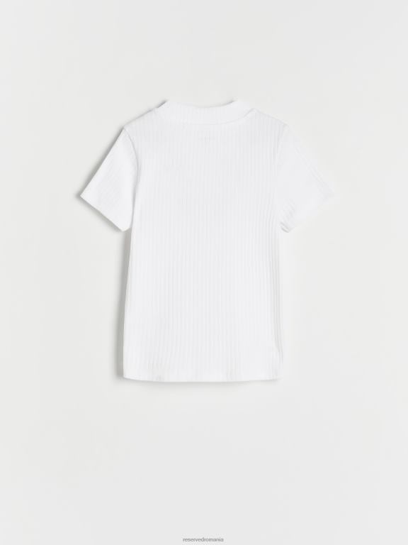 alb Reserved fetelor îmbrăcăminte tricou din tricot în coastă 648HZ1861
