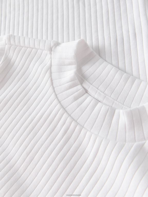 alb Reserved fetelor îmbrăcăminte tricou din tricot în coastă 648HZ1861