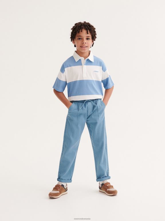 albastru Reserved băieți îmbrăcăminte pantaloni chino din material structural 648HZ2013