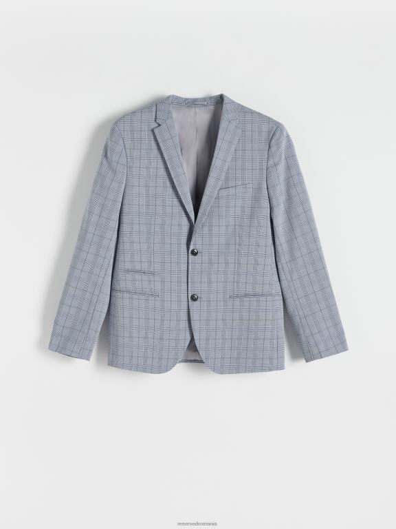 albastru Reserved bărbați îmbrăcăminte blazer cu carouri slim fit 648HZ1610