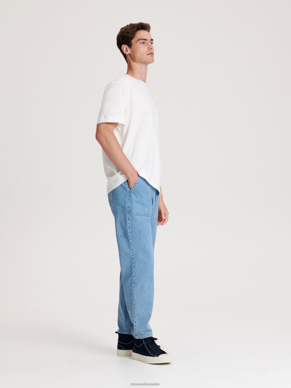 albastru Reserved bărbați îmbrăcăminte blugi carot fit 648HZ1545