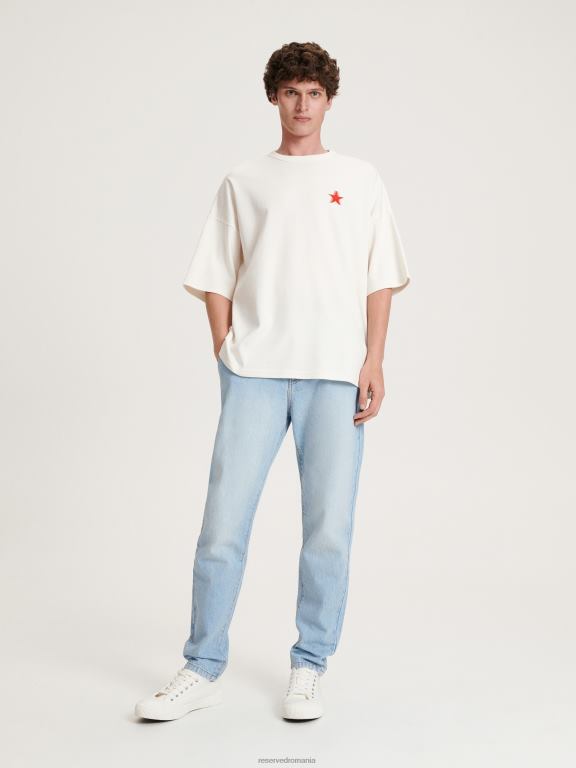 albastru Reserved bărbați îmbrăcăminte blugi chino morcov cu efect de spalare 648HZ1570