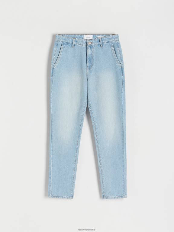 albastru Reserved bărbați îmbrăcăminte blugi chino morcov cu efect de spalare 648HZ1570