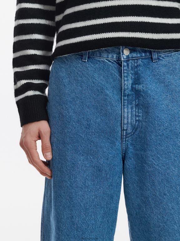 albastru Reserved bărbați îmbrăcăminte blugi largi 648HZ1572