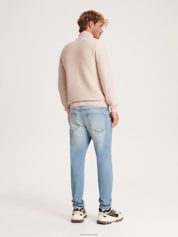 albastru Reserved bărbați îmbrăcăminte blugi morcov slim 648HZ1546