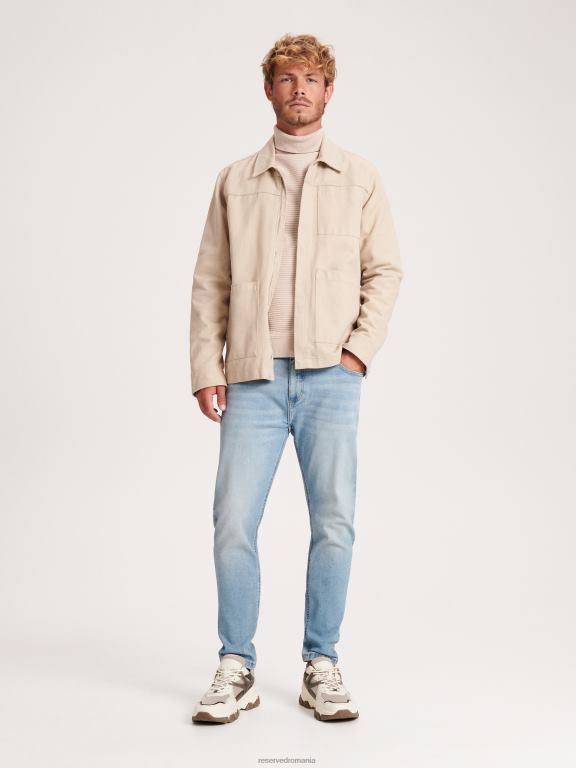 albastru Reserved bărbați îmbrăcăminte blugi morcov slim 648HZ1546