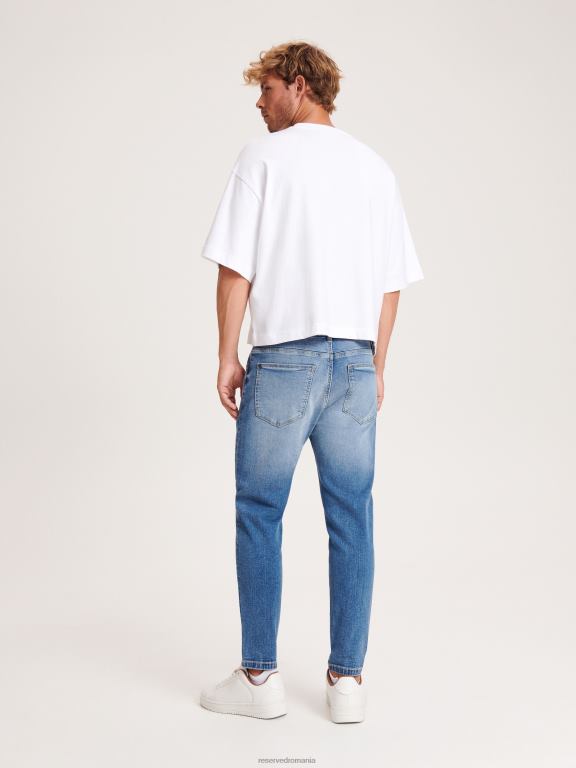 albastru Reserved bărbați îmbrăcăminte blugi morcov slim 648HZ1547