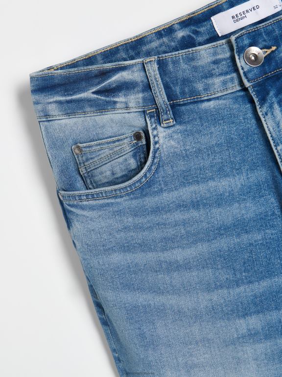 albastru Reserved bărbați îmbrăcăminte blugi morcov slim 648HZ1547