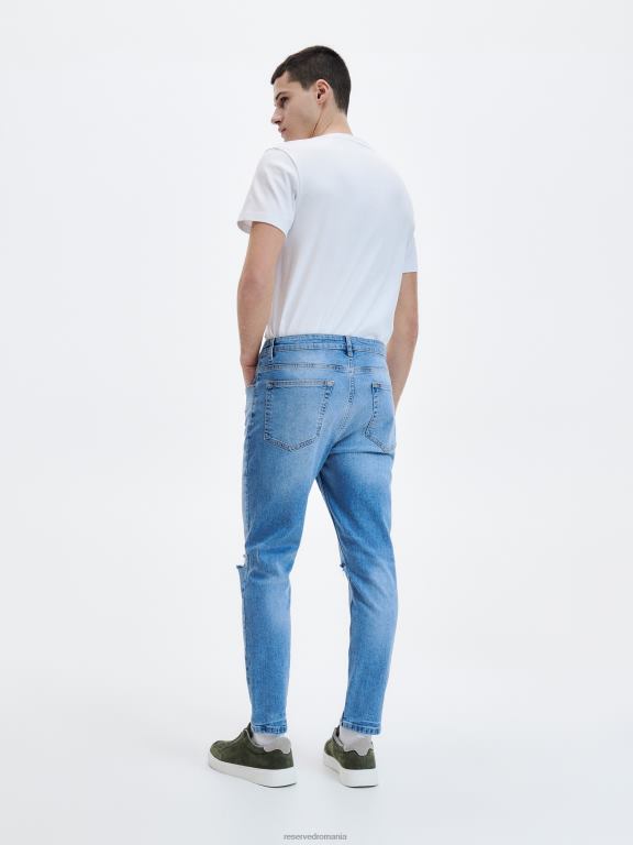 albastru Reserved bărbați îmbrăcăminte blugi morcov slim 648HZ1576