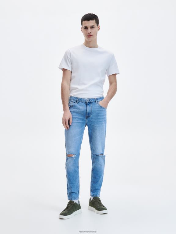 albastru Reserved bărbați îmbrăcăminte blugi morcov slim 648HZ1576