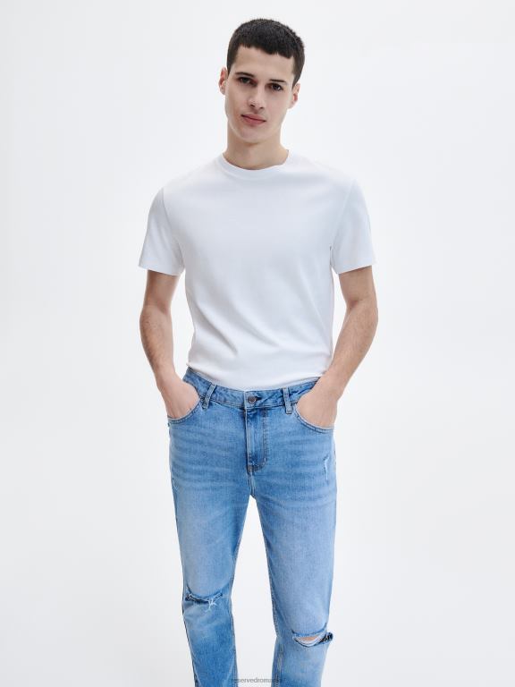 albastru Reserved bărbați îmbrăcăminte blugi morcov slim 648HZ1576