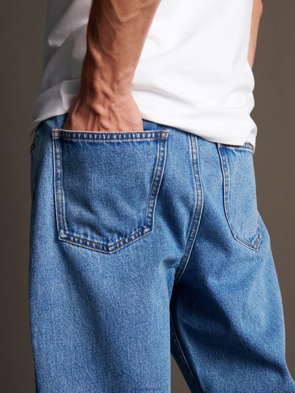 albastru Reserved bărbați îmbrăcăminte blugi obișnuiți morcovi 648HZ1531