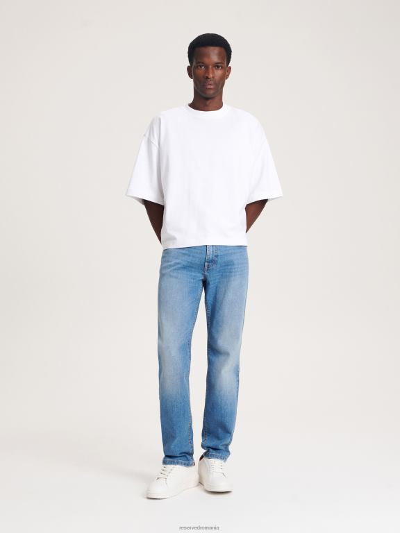 albastru Reserved bărbați îmbrăcăminte blugi subțiri cu efect de spălare 648HZ1537