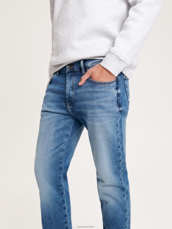 albastru Reserved bărbați îmbrăcăminte blugi subțiri cu efect de spălare 648HZ1560
