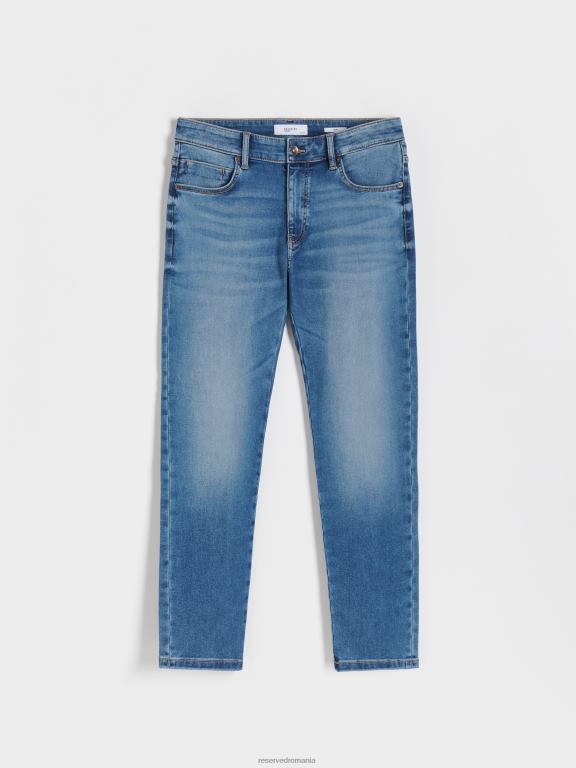 albastru Reserved bărbați îmbrăcăminte blugi subțiri cu efect de spălare 648HZ1560