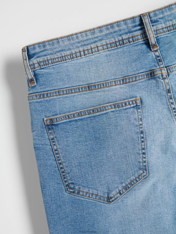 albastru Reserved bărbați îmbrăcăminte blugi subțiri cu efect de spălare 648HZ1563