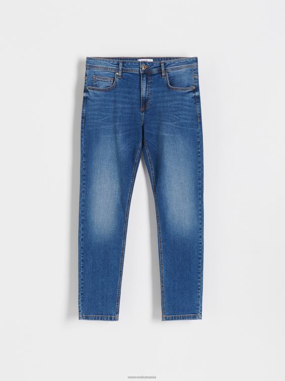 albastru Reserved bărbați îmbrăcăminte blugi subțiri cu efect de spălare 648HZ1564