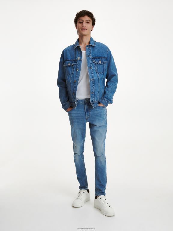 albastru Reserved bărbați îmbrăcăminte blugi subțiri învechiți 648HZ1581