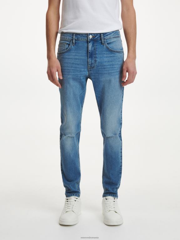 albastru Reserved bărbați îmbrăcăminte blugi subțiri învechiți 648HZ1581