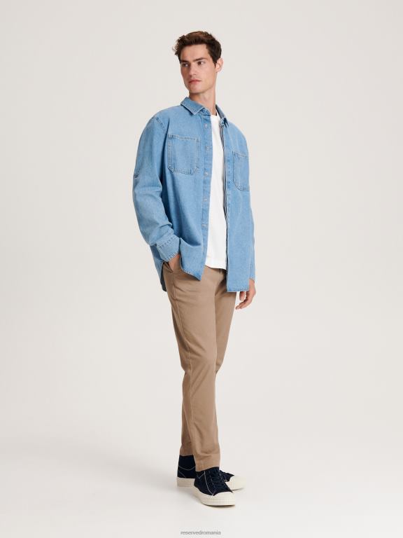 albastru Reserved bărbați îmbrăcăminte cămașă din denim cu potrivire normală 648HZ1358