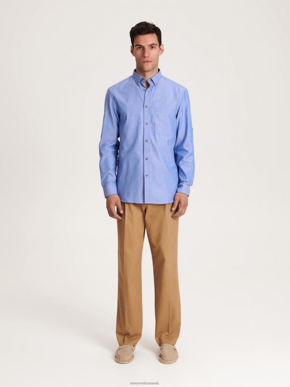 albastru Reserved bărbați îmbrăcăminte cămașă simplă cu potrivire normală 648HZ1366