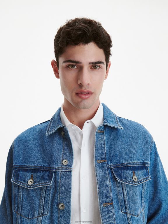 albastru Reserved bărbați îmbrăcăminte jacheta denim 648HZ1621