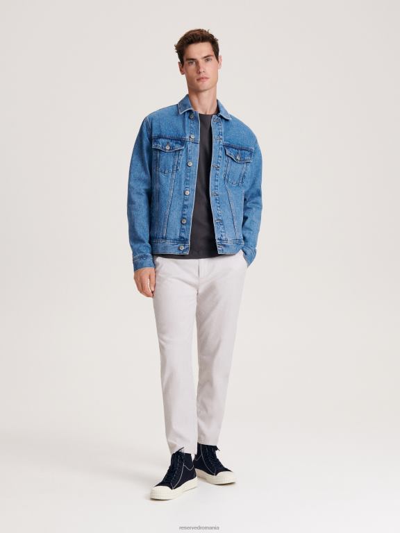 albastru Reserved bărbați îmbrăcăminte jacheta denim 648HZ1622