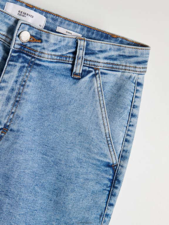 albastru Reserved bărbați îmbrăcăminte pantaloni scurți chino din denim 648HZ1445