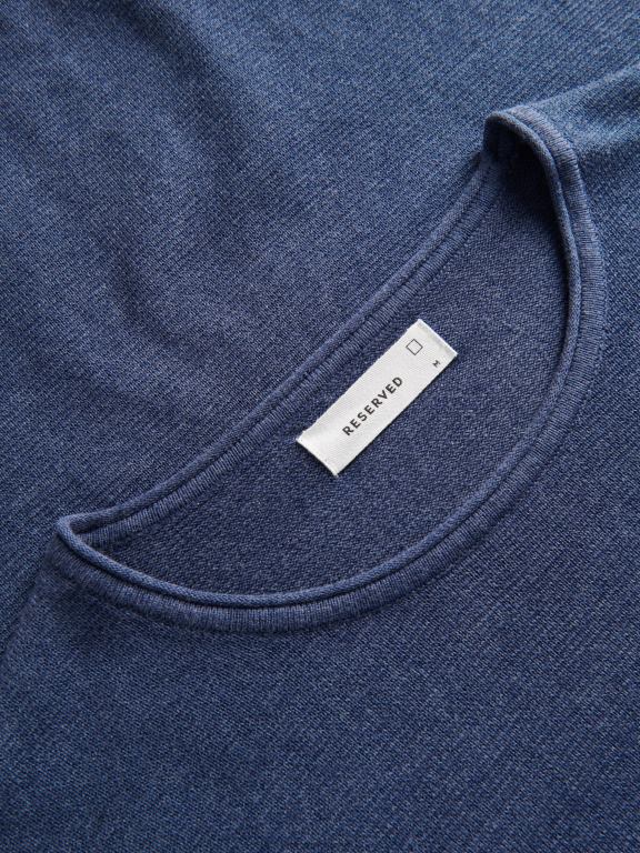 albastru Reserved bărbați îmbrăcăminte pulover din bumbac 648HZ1094
