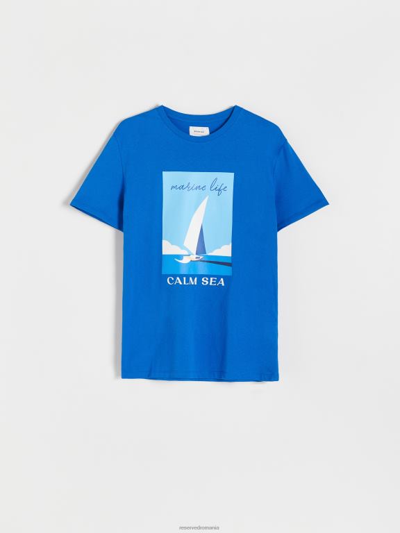 albastru Reserved bărbați îmbrăcăminte tricou nou regular cu imprimeu 648HZ1261