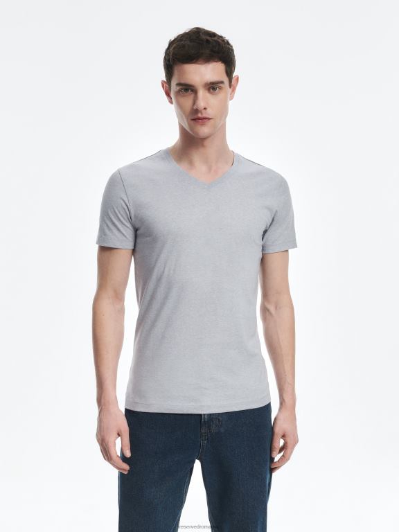 albastru Reserved bărbați îmbrăcăminte tricou slim fit cu decolteu in V 648HZ1210