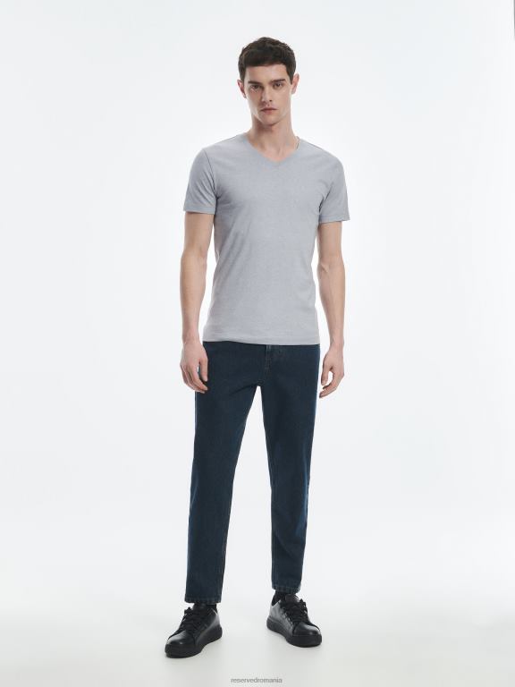 albastru Reserved bărbați îmbrăcăminte tricou slim fit cu decolteu in V 648HZ1210