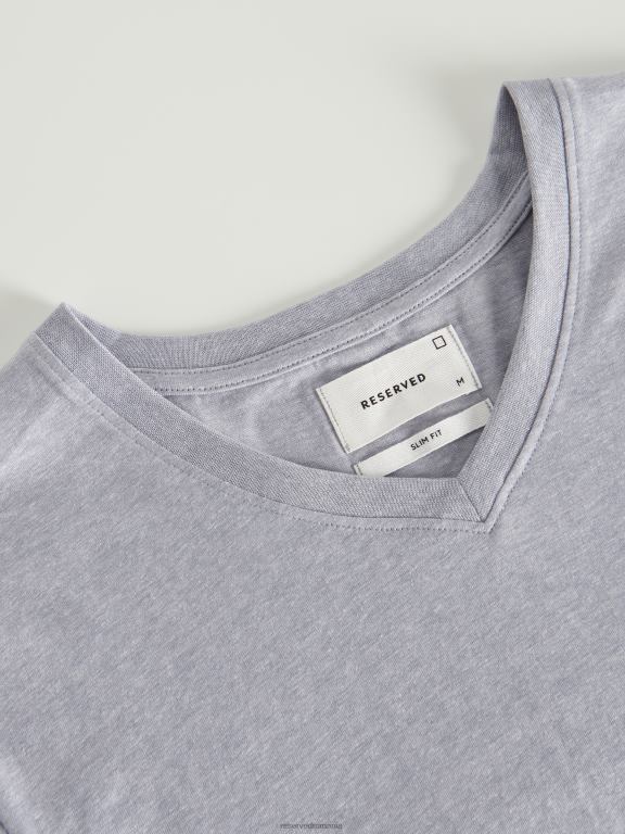 albastru Reserved bărbați îmbrăcăminte tricou slim fit cu decolteu in V 648HZ1210