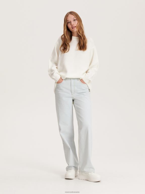 albastru Reserved femei îmbrăcăminte blugi drepti cu amestec de bumbac reciclat 648HZ737