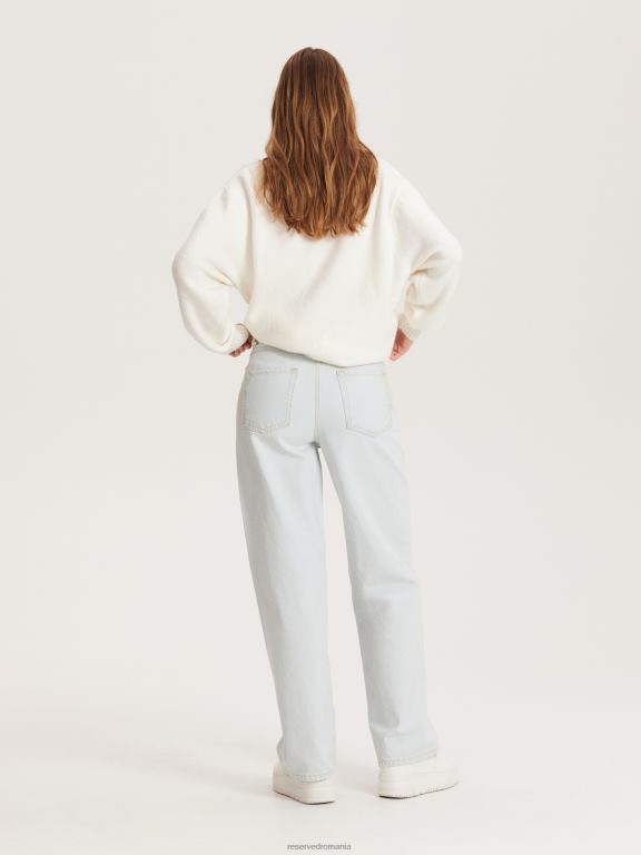 albastru Reserved femei îmbrăcăminte blugi drepti cu amestec de bumbac reciclat 648HZ737