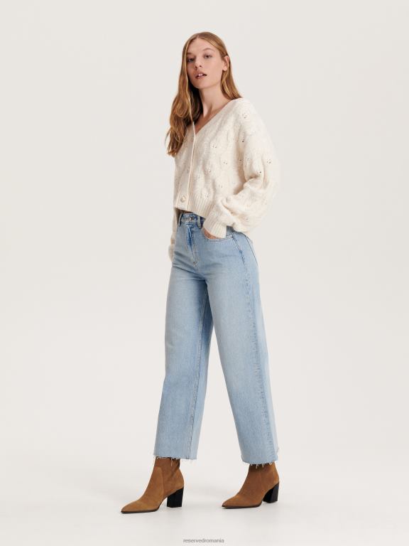 albastru Reserved femei îmbrăcăminte blugi marina cu talie înaltă 648HZ107