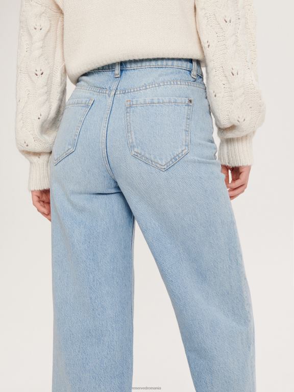 albastru Reserved femei îmbrăcăminte blugi marina cu talie înaltă 648HZ107