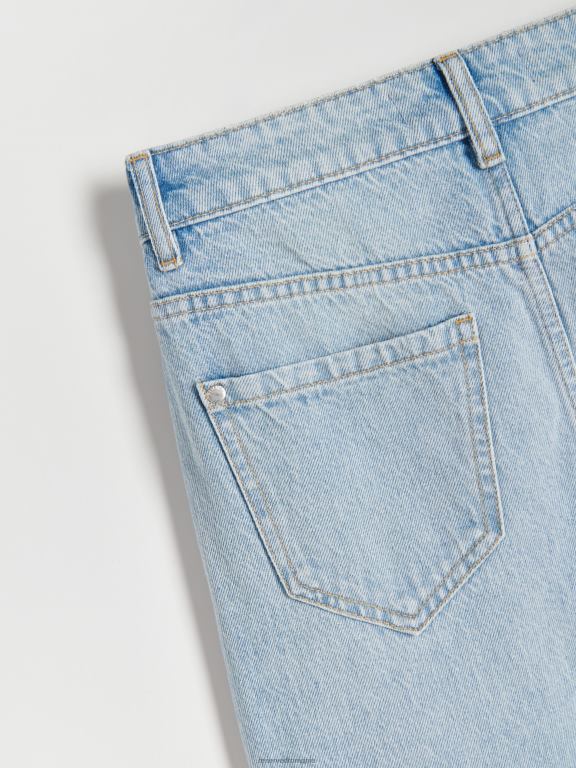 albastru Reserved femei îmbrăcăminte blugi marina cu talie înaltă 648HZ107