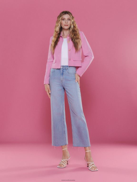 albastru Reserved femei îmbrăcăminte blugi marina cu talie înaltă 648HZ107