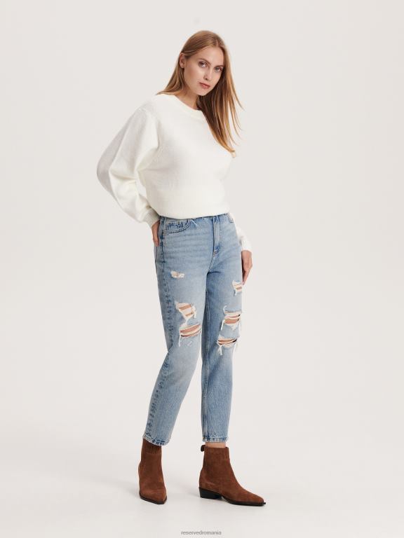 albastru Reserved femei îmbrăcăminte blugi mom fit cu talie înaltă 648HZ755