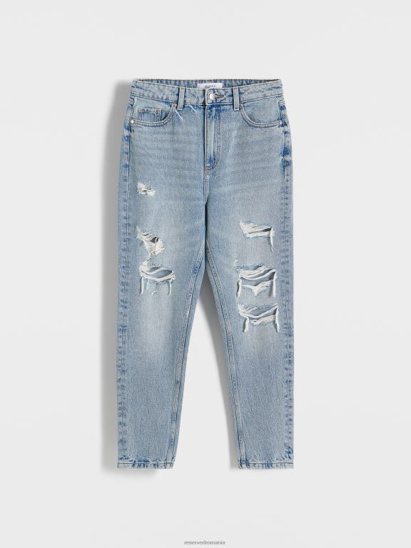 albastru Reserved femei îmbrăcăminte blugi mom fit cu talie înaltă 648HZ758