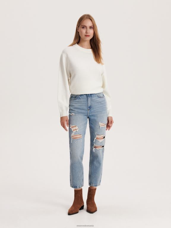 albastru Reserved femei îmbrăcăminte blugi mom fit cu talie înaltă 648HZ758