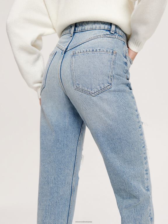 albastru Reserved femei îmbrăcăminte blugi mom fit cu talie înaltă 648HZ758